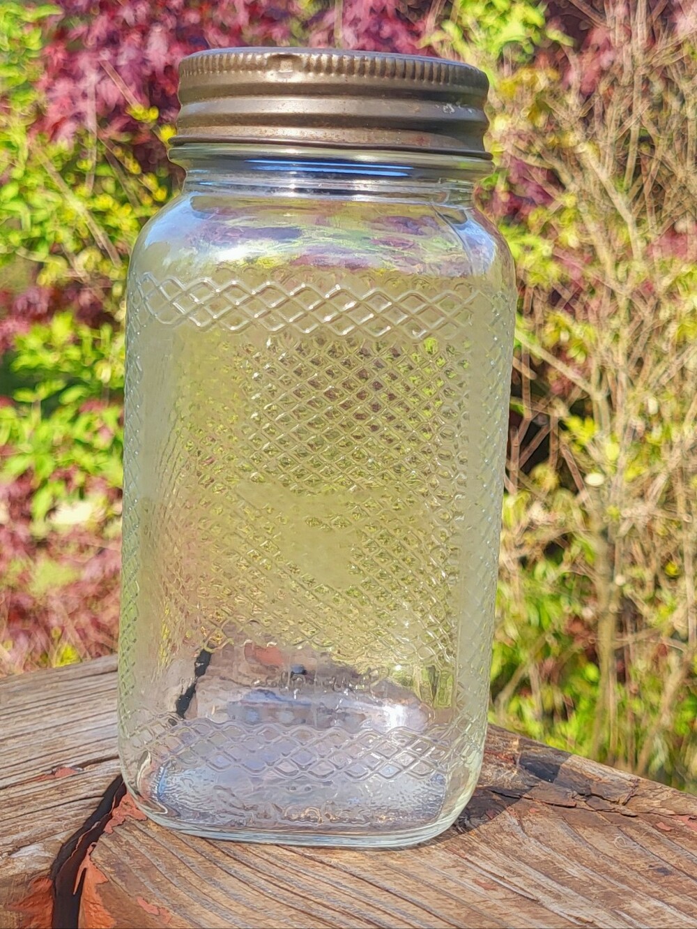 Vintage 1940s Owens Illinois Duraglas Quart Hoosier Pantry Jar Presto Lid